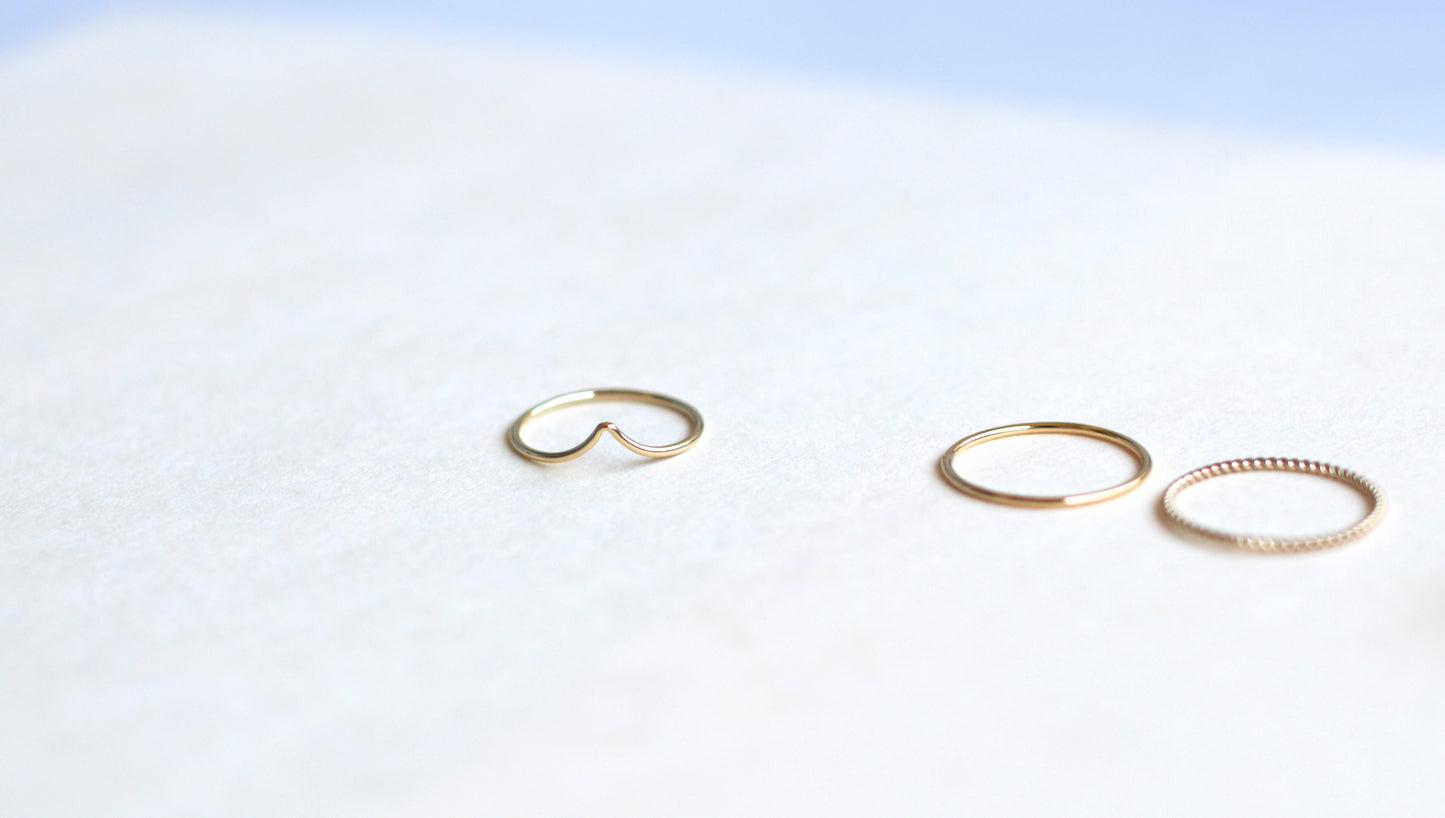 14K Gold Thin Chevron Ring- Minimalistic and Dainty Jewelry