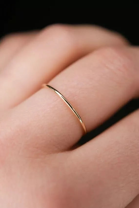 14k Gold Thin Ring- Stackable, Minimalist, Dainty Jewelry