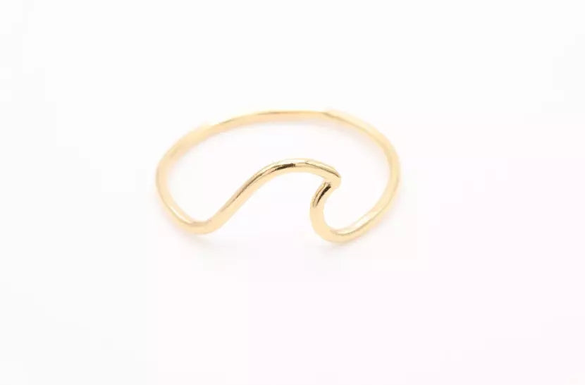 14K Gold Thin Ocean-Wave. Minimalistic and Dainty