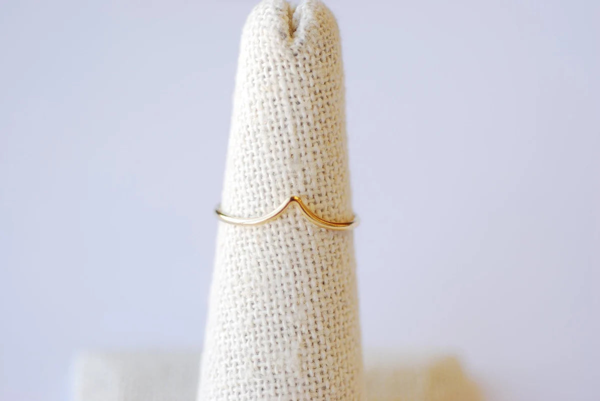 14K Gold Thin Chevron Ring- Minimalistic and Dainty Jewelry