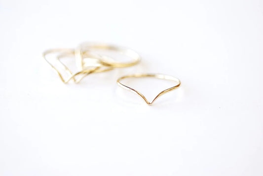 14K Gold Thin Chevron Ring- Minimalistic and Dainty Jewelry